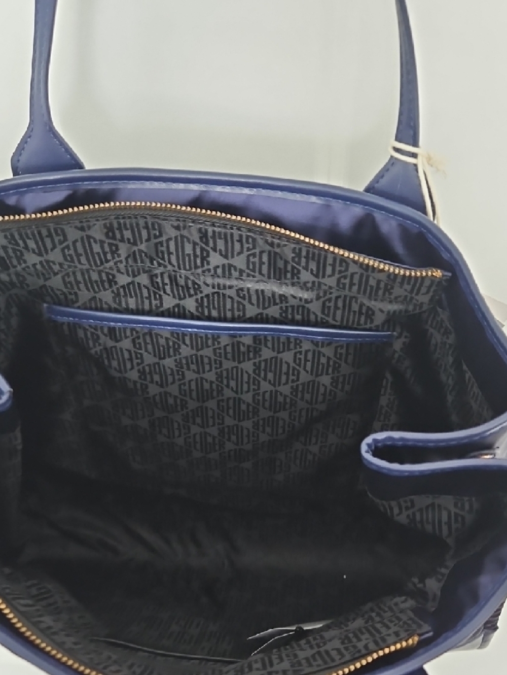 Kurt Geiger Navy Quilted Tote with Gold Lion Accent NWT - Picture 3 of 8